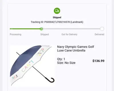 Navy Olympic Games Golf Luxe Cane Umbrella, View more