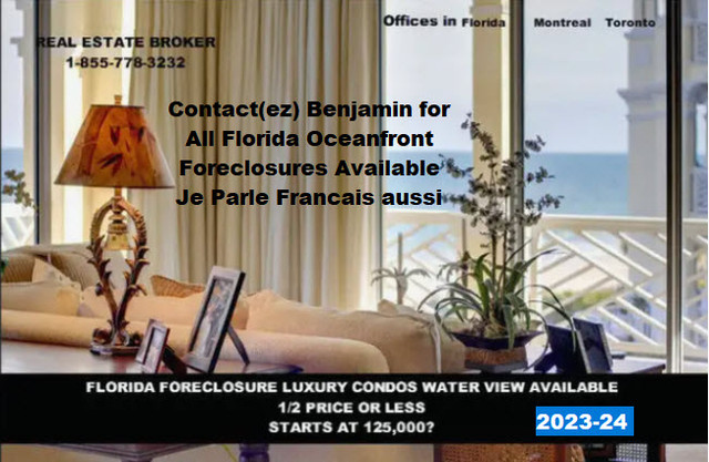 Contact(ez) Benjamin for Good Oceanfront Foreclosures Available dans Floride