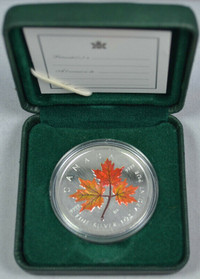 2001 Canadian $5 Silver Maple Leaf: Autumn 1 oz Fine Silver coin