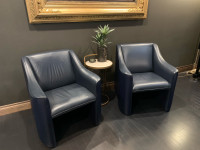 Pair of Navy Club Chairs (2)