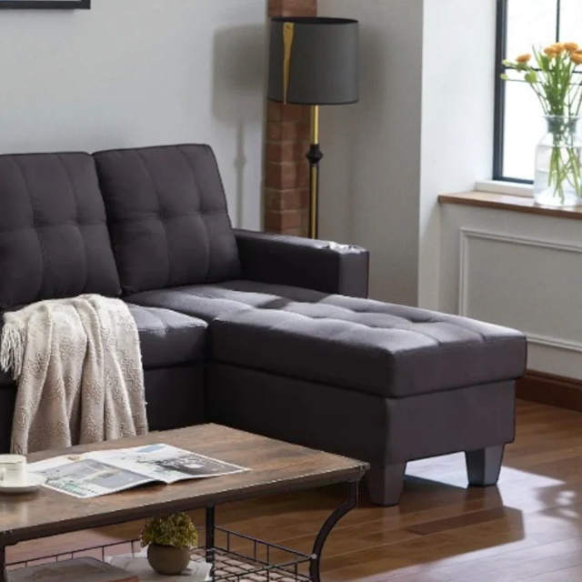 New Sleek Black 2 Pc Reversible Sectional Sofa Amazing Sale in Couches & Futons in Owen Sound - Image 3