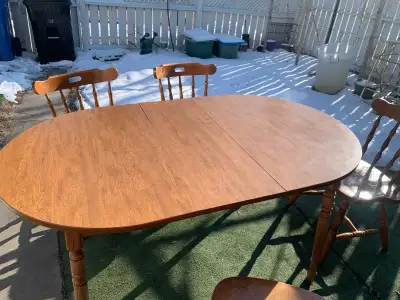vintage wood table and chairs , View more