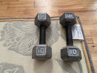 Hex dumbells and weight plates