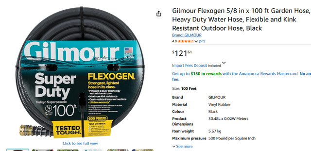 Heavy Duty Flexogen 100 foot 5/8 in Garden Hose in Outdoor Tools & Storage in Calgary - Image 2