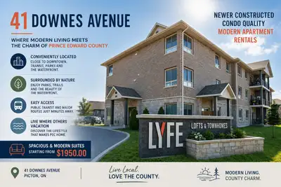 Modern Apartments for Rent- 41 Downes Avenue, Picton ON Welcome to 41 Downes Avenue, where modern li...