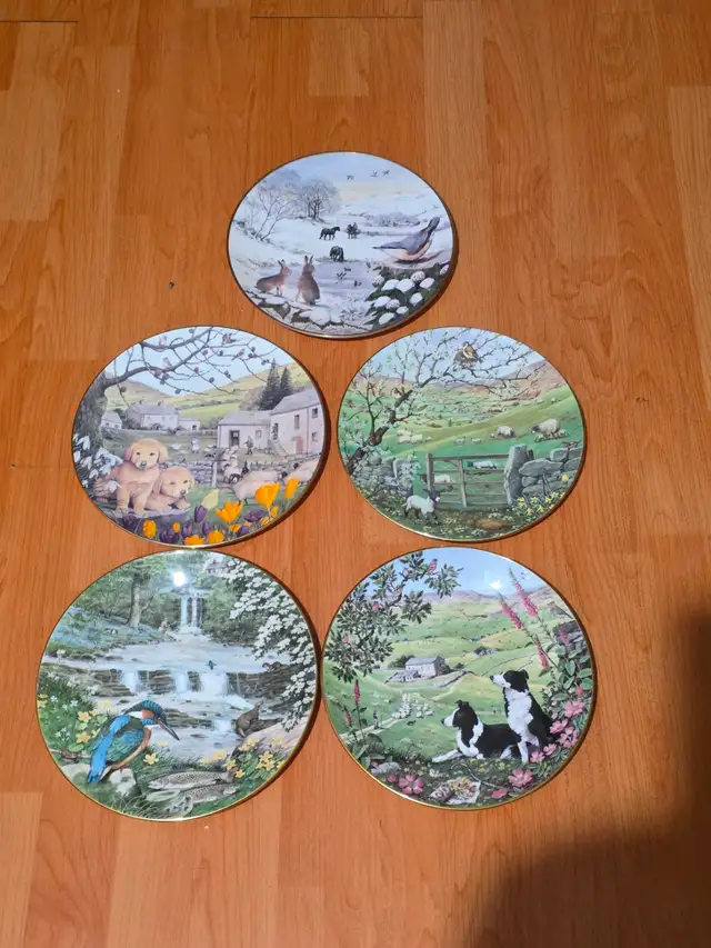 Franklin Mint Animal Plates Set of 5 w Boxes Peter Barrett Farm