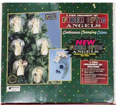 "Bradford Sightsation" Fibre Optic 6 Stem Angel Ornament Set, View more