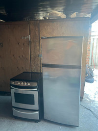 Stainless steel Apartment size Stainless steel fridge and stove 