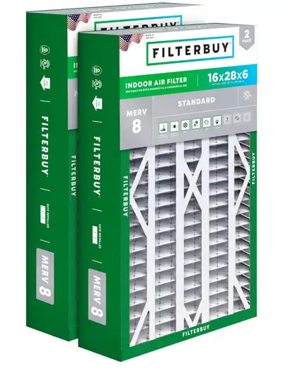Filterbuy furnace filter- 16 x 28 x 6- Merv 8 Pack of 2. Bought the wrong size. Bought it for $110