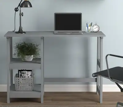 New in box wooden desk, (44"L x 19"W x 30"H)