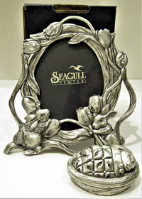 NEW, SEAGULL PEWTER CANADA, BUNNY PHOTO FRAME & TOOTH FAIRY BOX