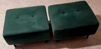 2 Excellent Condition Large Green Ottomans, View more