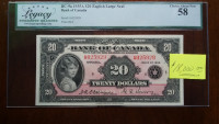 1935 Banknote Bank of Canada $20.00 Large Seal