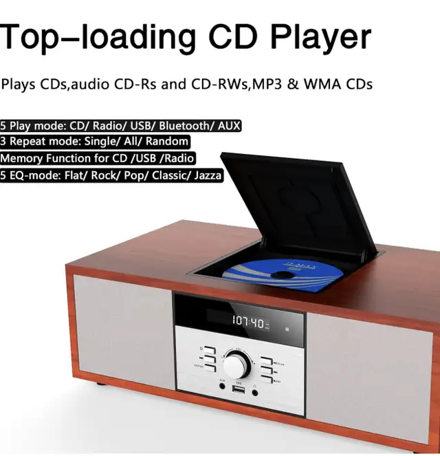 New Bluetooth Vintage Micro HiFi CD Play Stereo System for Home in Stereo Systems & Home Theatre in Calgary - Image 9