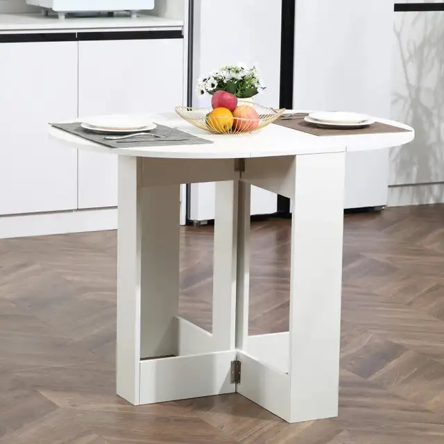 Folding Dining Table, 41" Drop Leaf Table for Small Spaces, Oval in Dining Tables & Sets in Markham / York Region - Image 3