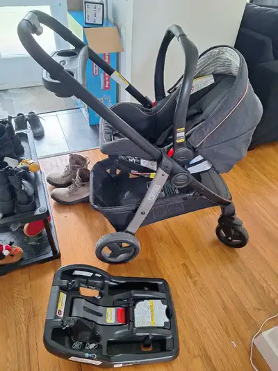 Graco baby car seat, stroller, and stroller high seat, View more