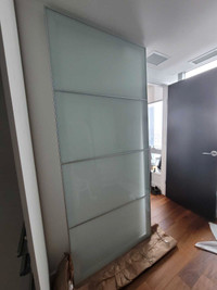 IKEA PAX aluminum sliding doors /w glass panels