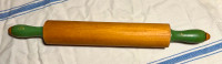 Munising Rolling Pin, vintage maple with green handles.