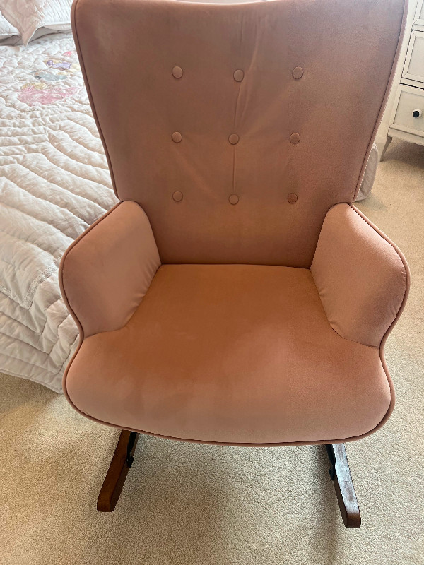 Pink suede rocking chair in Chairs & Recliners in Saskatoon