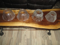 OLD VINTAGE 4" GLASS FITTER SHADES 2 MATCHING & 2 SINGLES