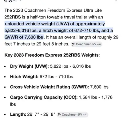 2023 Coachmen Freedom Express Trailer was bought as new last year. Used twice. Was bought with the e...
