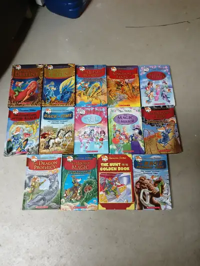 I have 14 GERONIMO / THEA STILTON hardcover books in good condition 1- QUEST FOR PARADISE 2- VOLCANO...