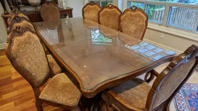 Solid Wood Dinning Table Set with Glass Top for up to 12 People, View more