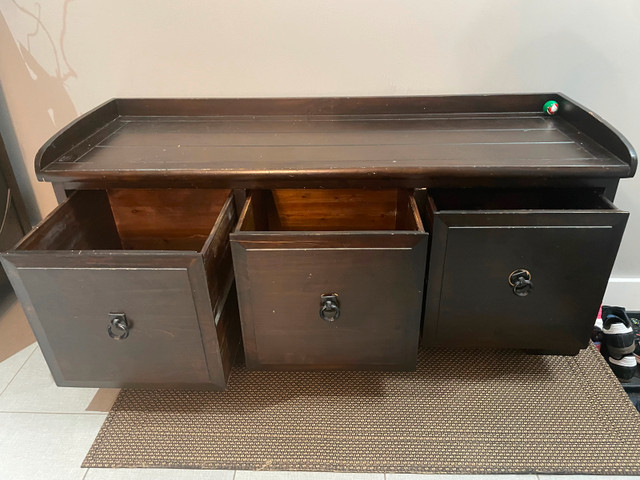 Solid Wood Bench with 3 large drawer in Bookcases & Shelving Units in Oakville / Halton Region - Image 2