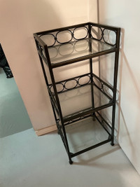 WROUGHT IRON AND GLASS SHELF UNIT