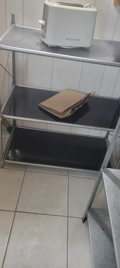 MULTIPLE GLASS, METAL, PLASTIC SHELVES  FOR SALE, View more