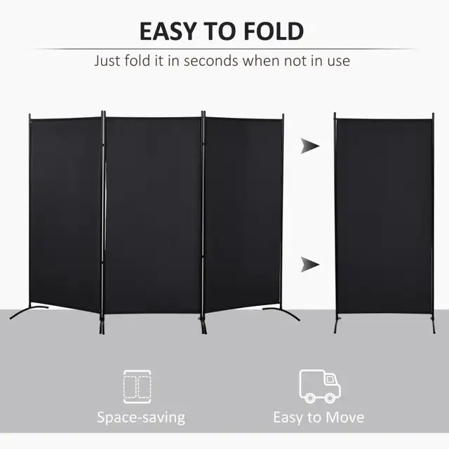 6' 3 Panel Room Divider, Double Hinged Folding Wall Divider, Ind in Storage & Organization in Markham / York Region - Image 5