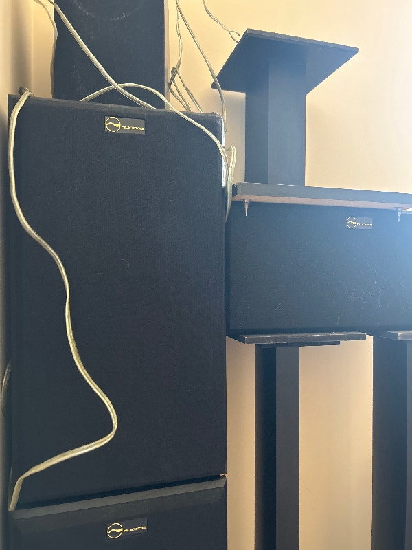 Nuance Home theatre speakers and stands. Plus subwoofer. Stereo Systems & Home Theatre