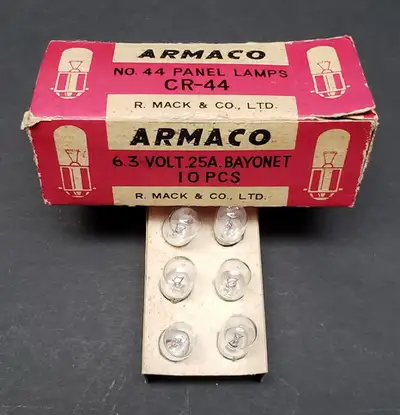 6 Clear Armaco CR-44 Automotive Panel Lights GE 44 6.3v .25a 2w, View more