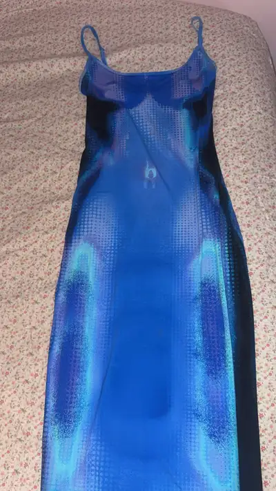 white fox blue maxi dress, View more