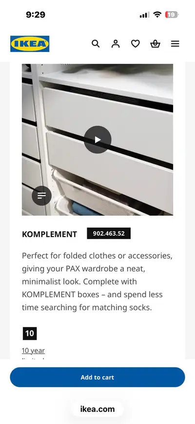 pax drawers 100cm x 58cm White, View more