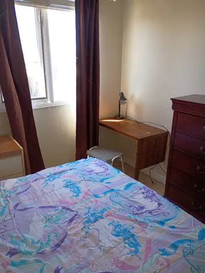 Bright room with view Double bed 3 dressers , plenty closet space Small private fridge , microwave S...