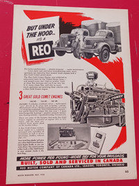 CANADIAN 1952 REO TRUCKS & ENGINES VINTAGE ORGINAL AD