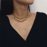 Lacteo Punk Multi Layer Thick Chunky Chian Choker Necklace for W
