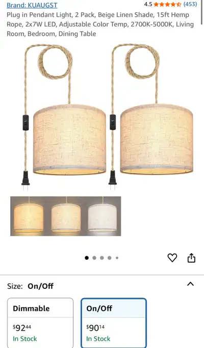 KUAGUST Pendant Light, 2-Pack, View more