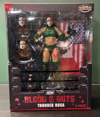 All Elite Wrestling. Jazwares Toys. Thunder Rosa Blood and Guts action figure. Ringside Exclusive. N...