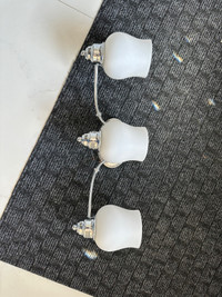 3 light wall fixture with bulbs and hardware 