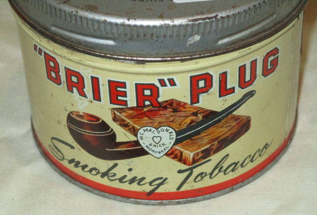 VTG "Empty" . "BRIER" PLUG Smoking Tobacco Tin in Arts & Collectibles in Belleville - Image 2