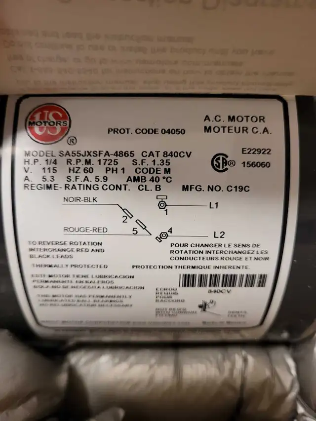 NEW - 1/4HP Furnace Belt Drive Fan & Blower Motor