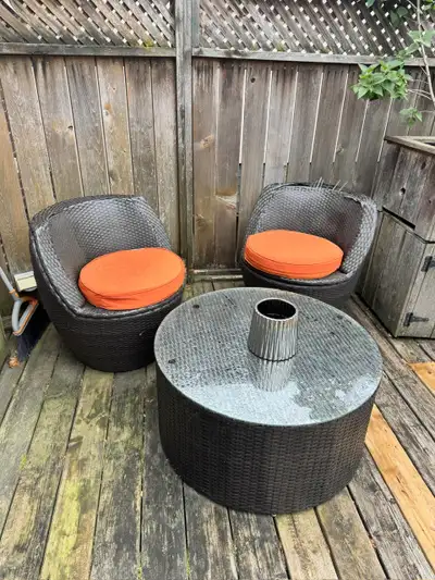 Round Wicker Patio Coffee Table – Free Chairs & Cushions Include, View more