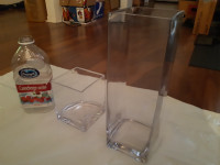 Set of square glass vases.