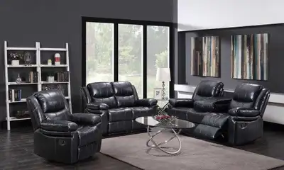 Brand New Recliner Sofa Set for Sale. Black Leather Recliner, View more