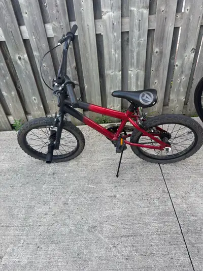Bmx bike comes with two pegs, tire size is 18inch. Front brakes need adjustment, tires have been wel...