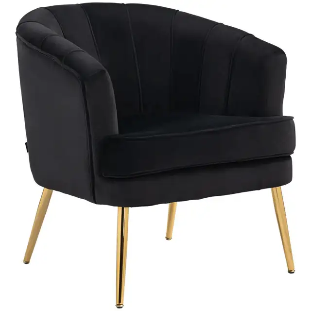 Fabric Armchair, Modern Accent Chair with Gold Metal Legs for Li in Chairs & Recliners in Markham / York Region - Image 3