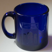 Vintage Lake Louise Inn Cobalt Blue Glass Etched Mug 