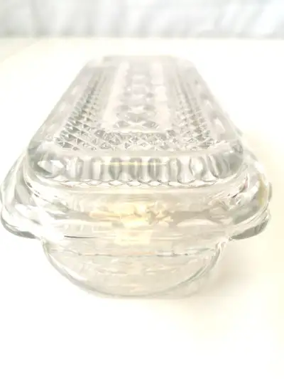 Vtg Anchor Hocking Wexford Clear Glass Butter Dish 1lb Size Diam, View more
